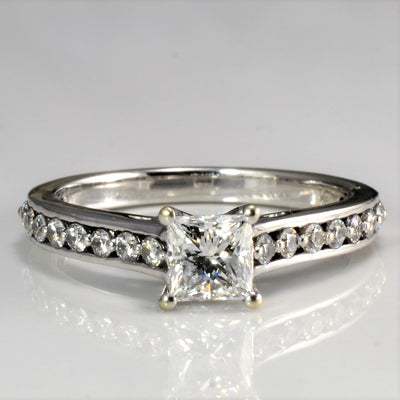 Side Stone Princess Engagement Ring | 0.84 ctw | SZ 7 |