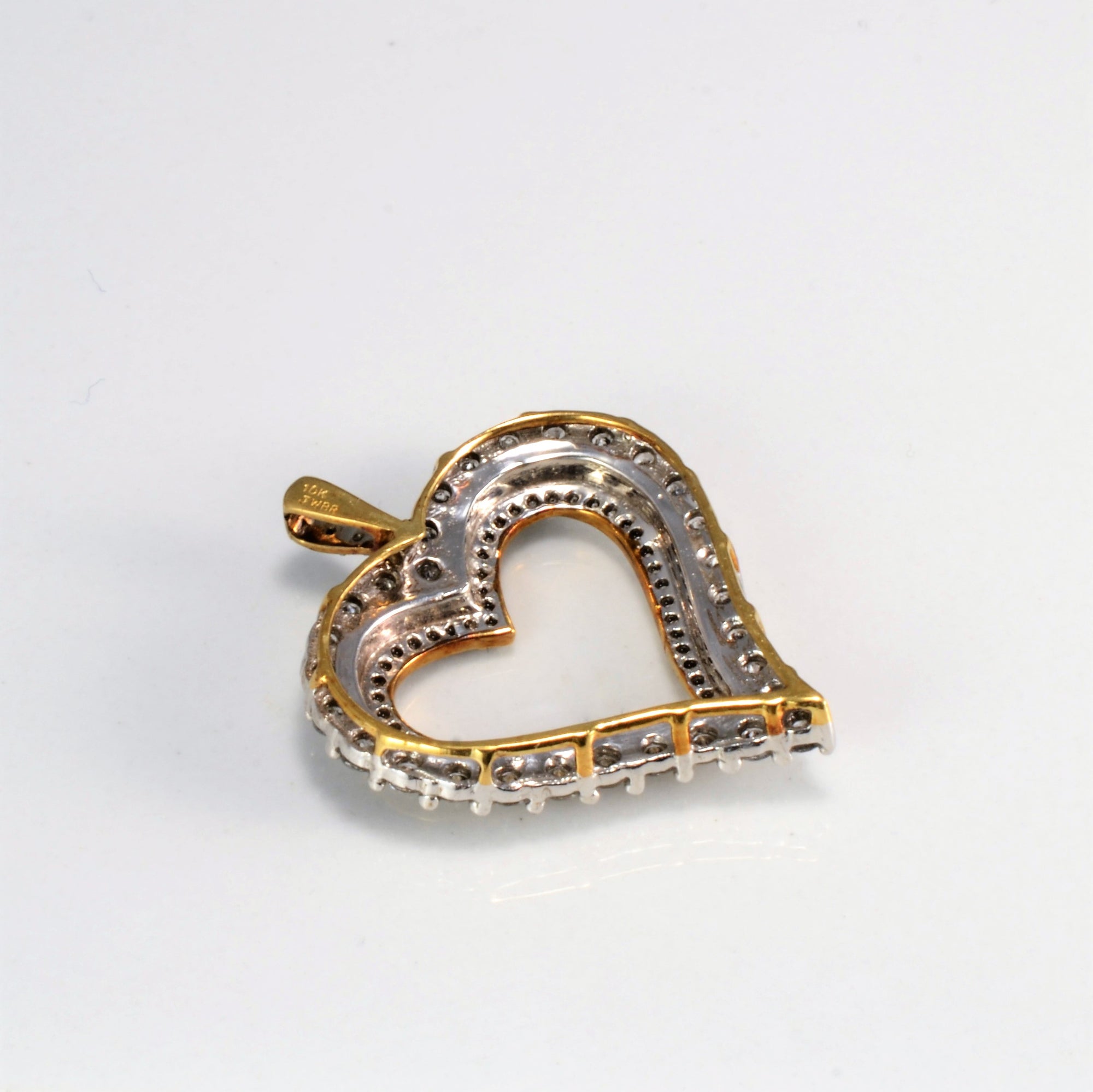 Two Tone Gold Diamond Heart Pendant | 0.78 ctw |