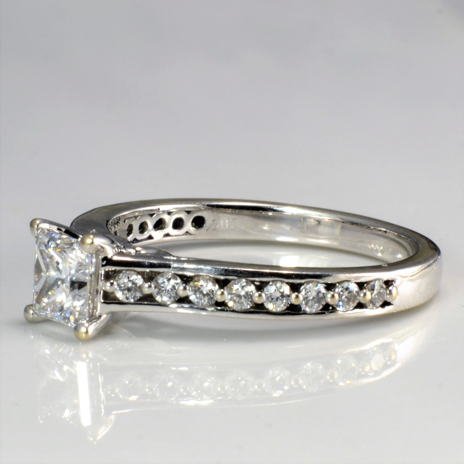Side Stone Princess Engagement Ring | 0.84 ctw | SZ 7 |