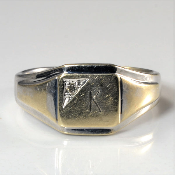 Diamond Initial Signet Ring | 0.01ct | SZ 6.25 |