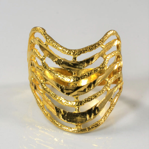 22k Yellow Gold Wide Chevron Ring | SZ 9 |