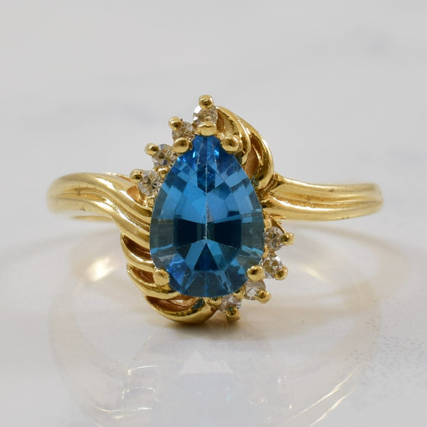 Blue Topaz & Diamond Bypass Ring | 1.50ct, 0.08ctw | SZ 5.75 |