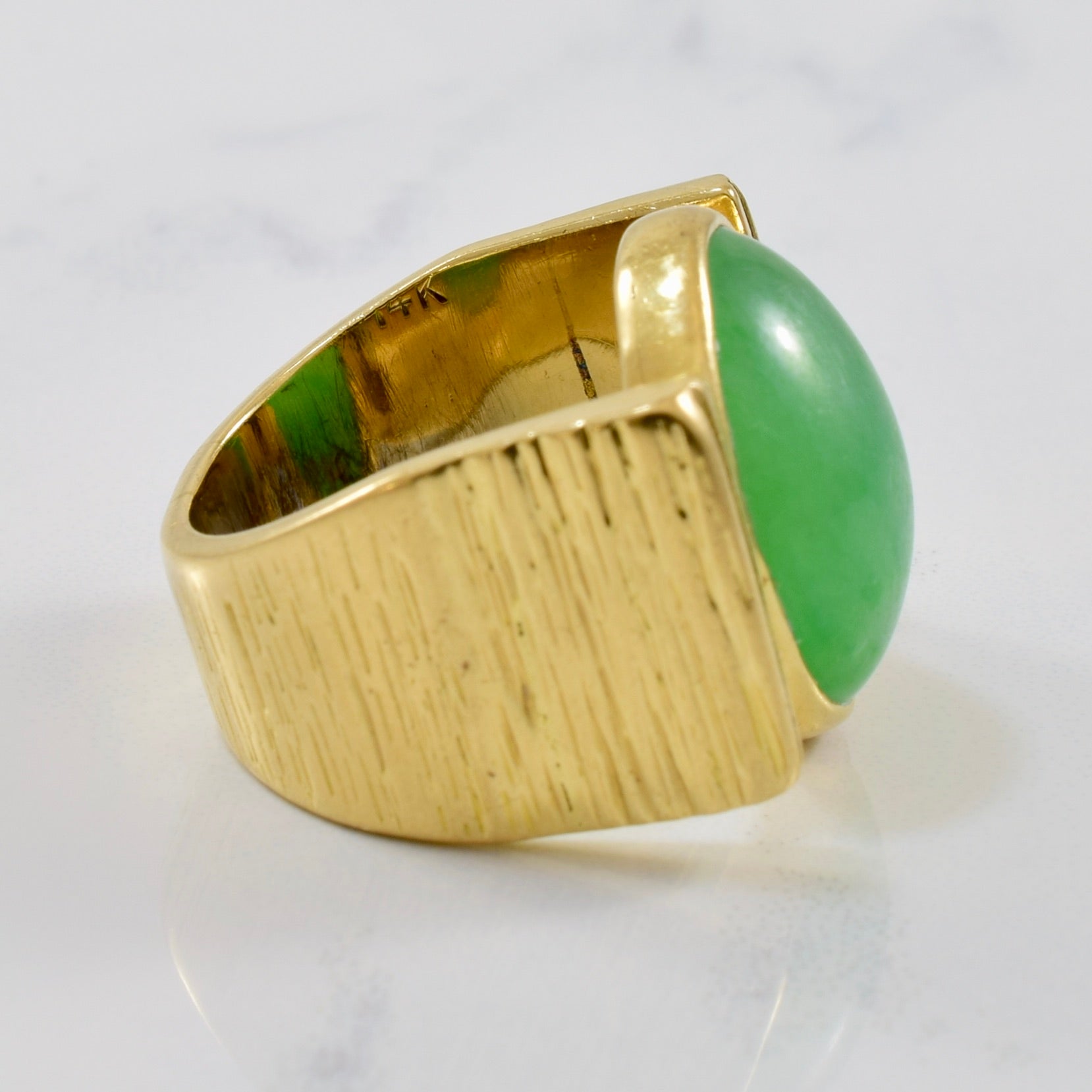 Vintage jade ring with cocktail design, antique ring made with a jade stone