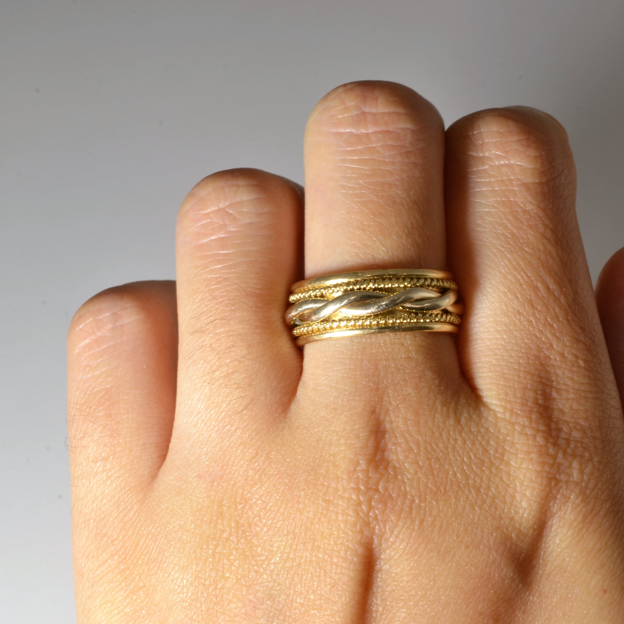 Braided Two Tone Gold Band | SZ 8 |