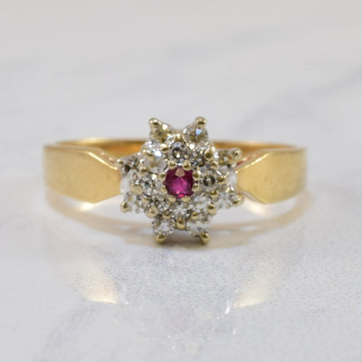 Ruby & Diamond Double Halo Ring | 0.15ctw, 0.04ct | SZ 4.5 |