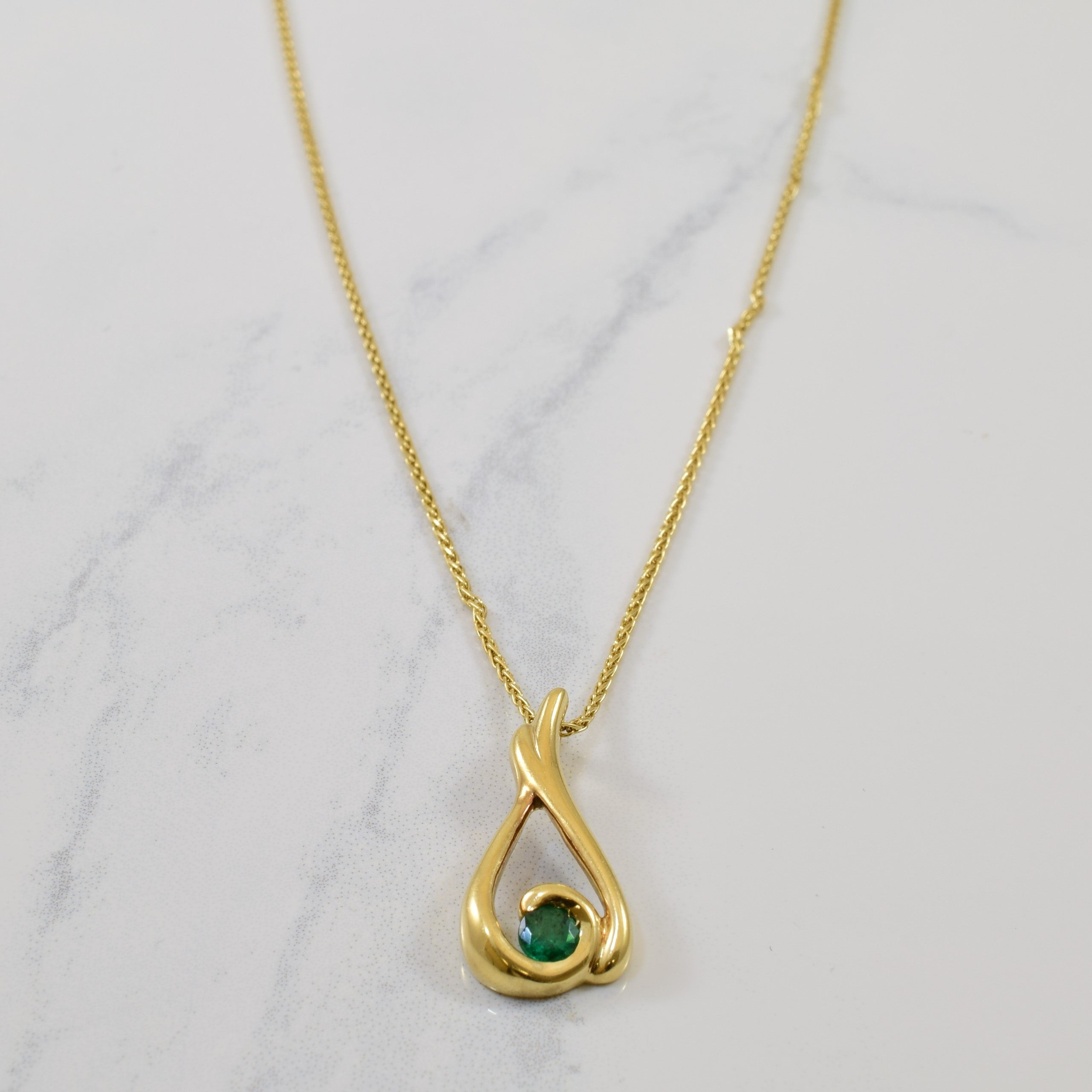 Emerald Bypass Drop Necklace | 0.20ct | 19" |