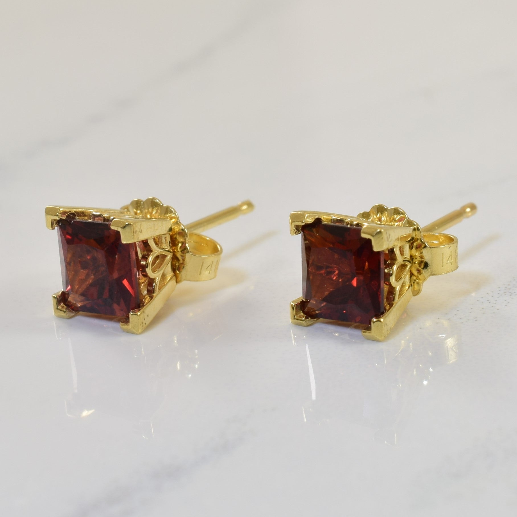 Garnet Filigree Stud Earrings | 1.50ctw |