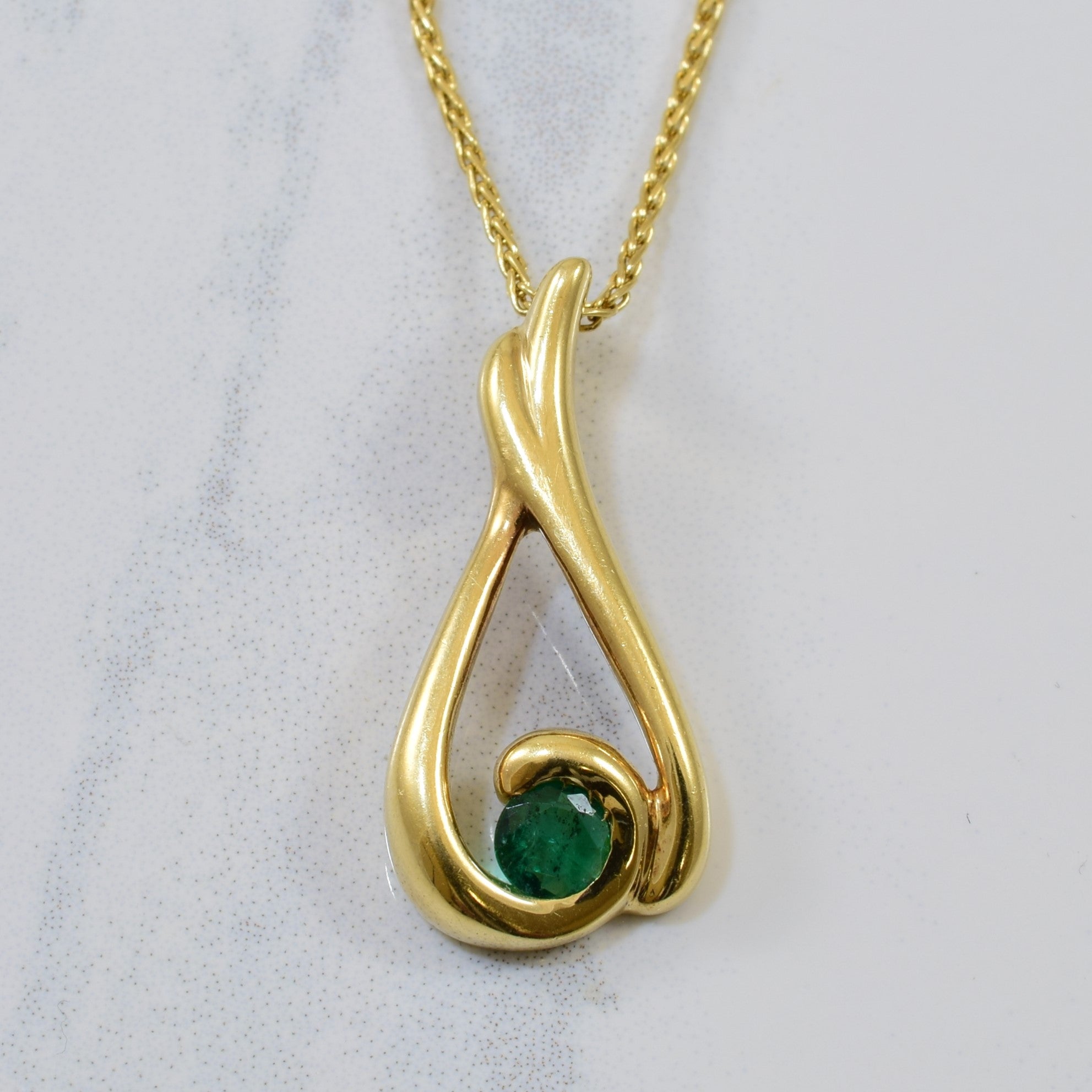 Emerald Bypass Drop Necklace | 0.20ct | 19" |