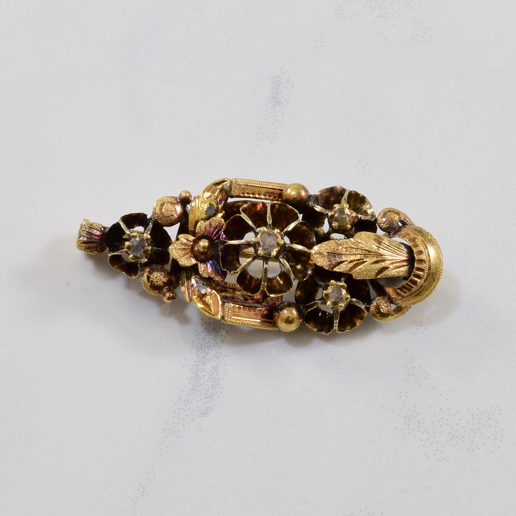 Victorian Era Rose Cut Diamond Brooch | 0.10ctw |