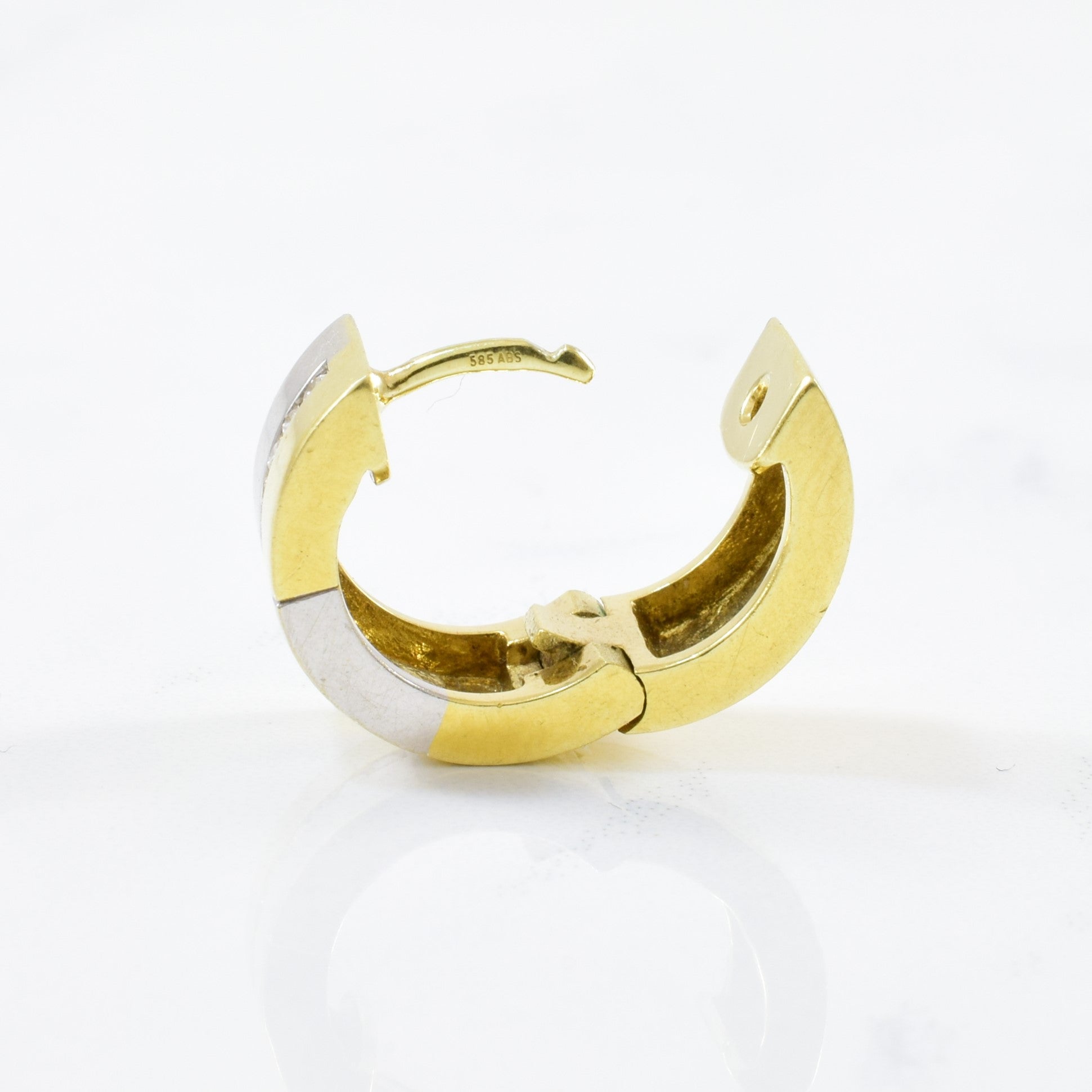 Small Diamond Two Tone Huggie Hoop Earrings | 0.15ctw |