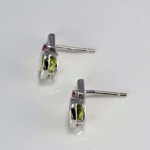 Bezel Set Multi- Gemstone Stud Earrings | 0.02 ctw |