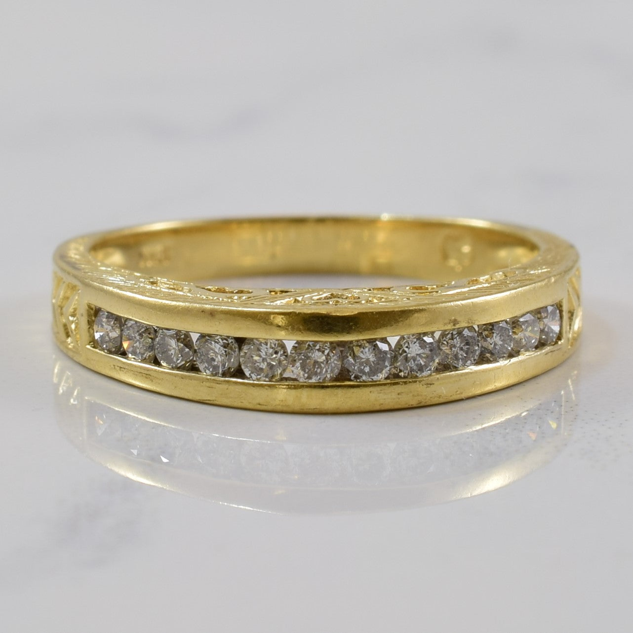 Heart Detailed Diamond Semi Eternity Ring | 0.30ctw | SZ 7 |