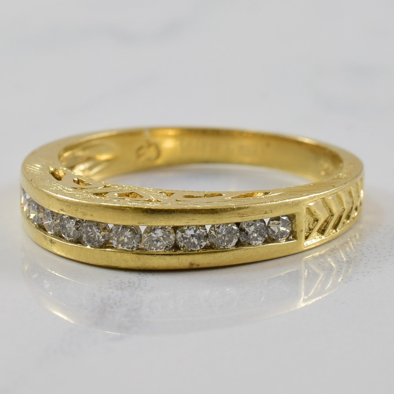 Heart Detailed Diamond Semi Eternity Ring | 0.30ctw | SZ 7 |