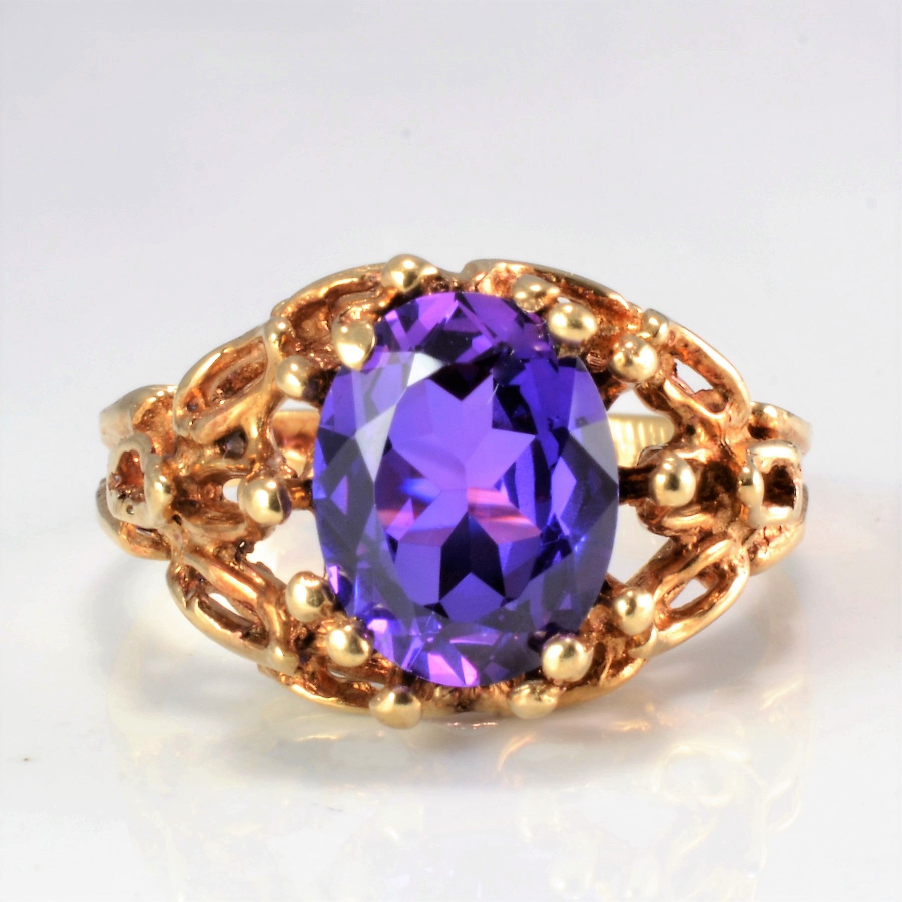 Multi Prong Solitaire Amethyst Ring | SZ 6 |
