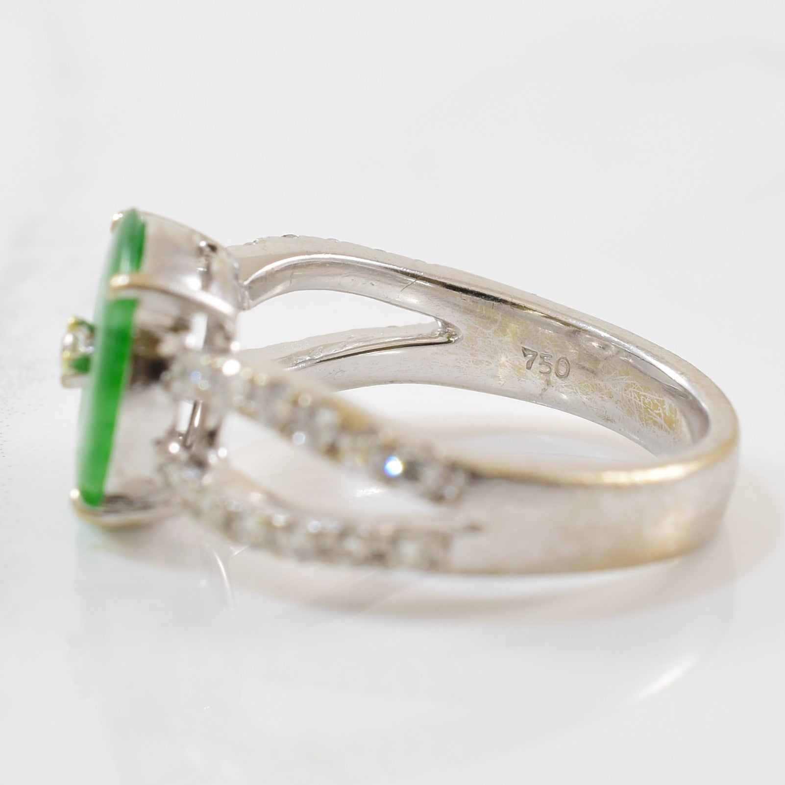 Jade Disc & Diamond Ring | 0.38ctw, 1.44ct | SZ 6 |
