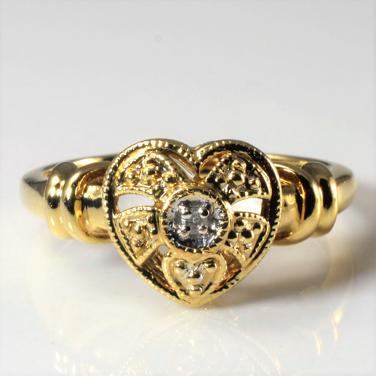 Filigree Diamond Heart Ring | 0.01ct | SZ 5.25 |