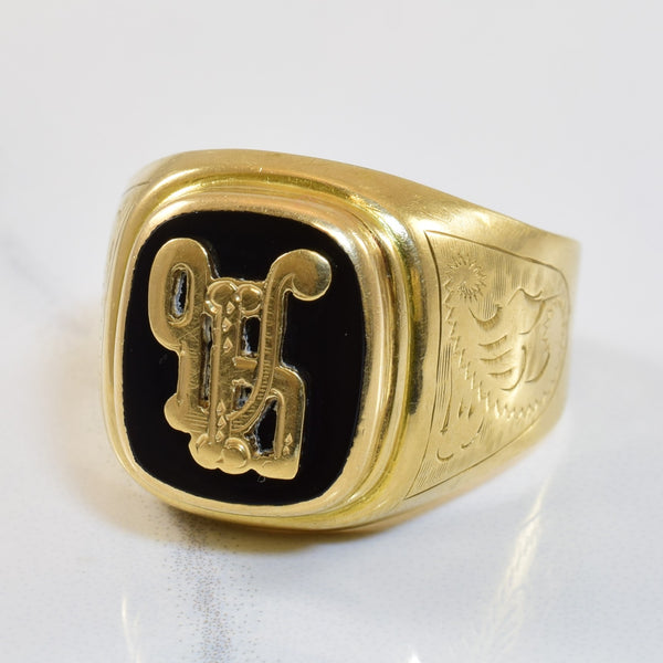 Initial 'WH' Onyx Signet Ring | 4.00ct | SZ 11.5 |
