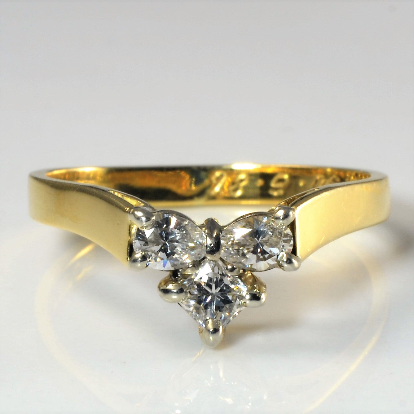 Three Stone Diamond Chevron Ring | 0.61ctw| SZ 9.5|
