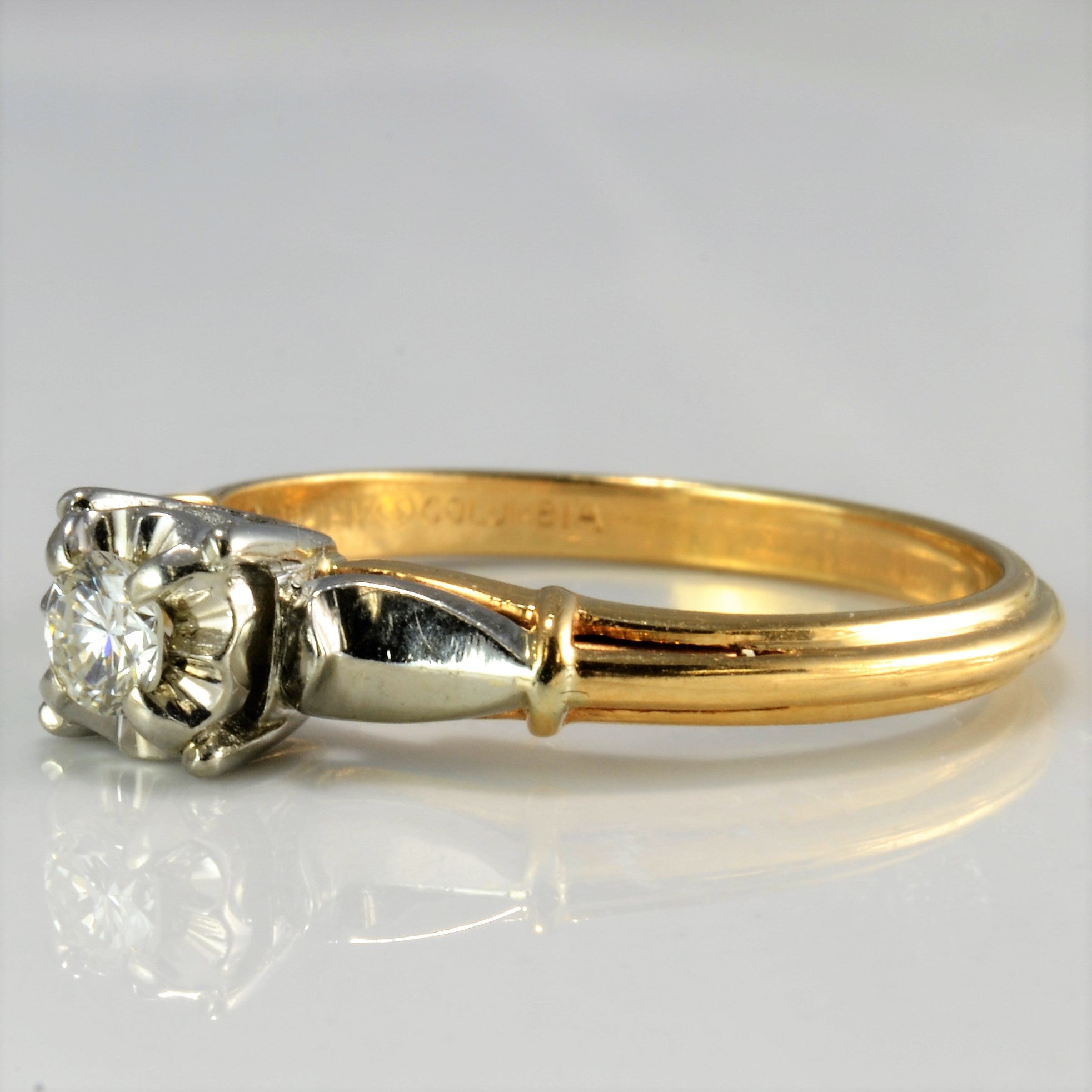 Retro Solitaire Diamond Ring | 0.14 ct, SZ 6.25 |