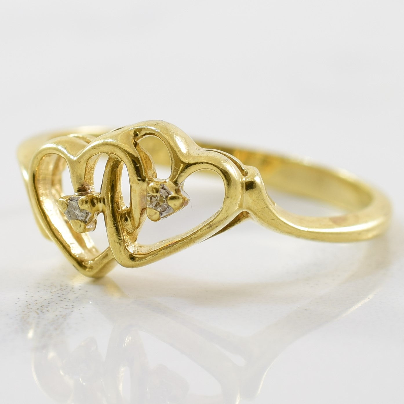 Interlocking Diamond Hearts Ring | 0.01ctw | SZ 6.5 |