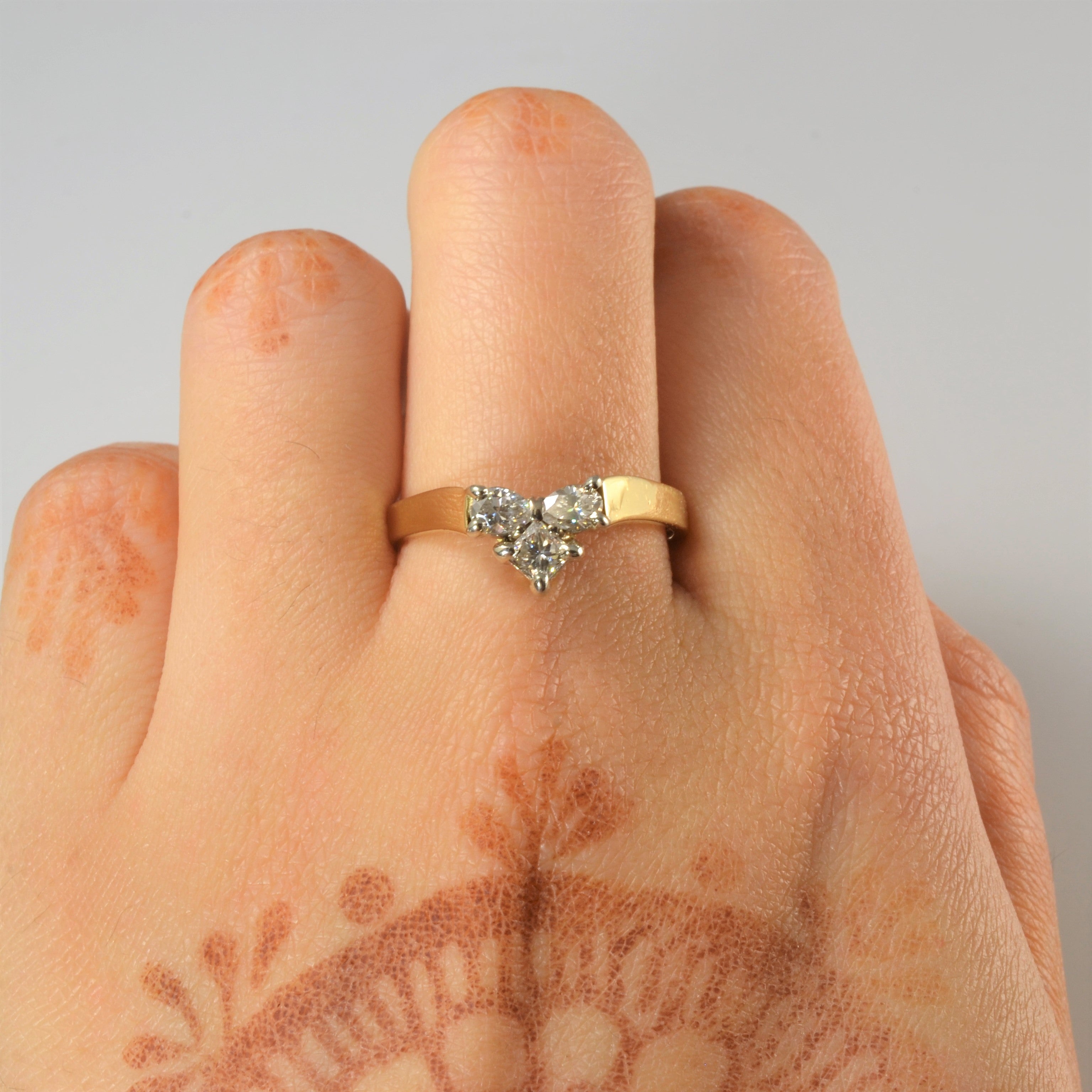 Three Stone Diamond Chevron Ring | 0.61ctw| SZ 9.5|