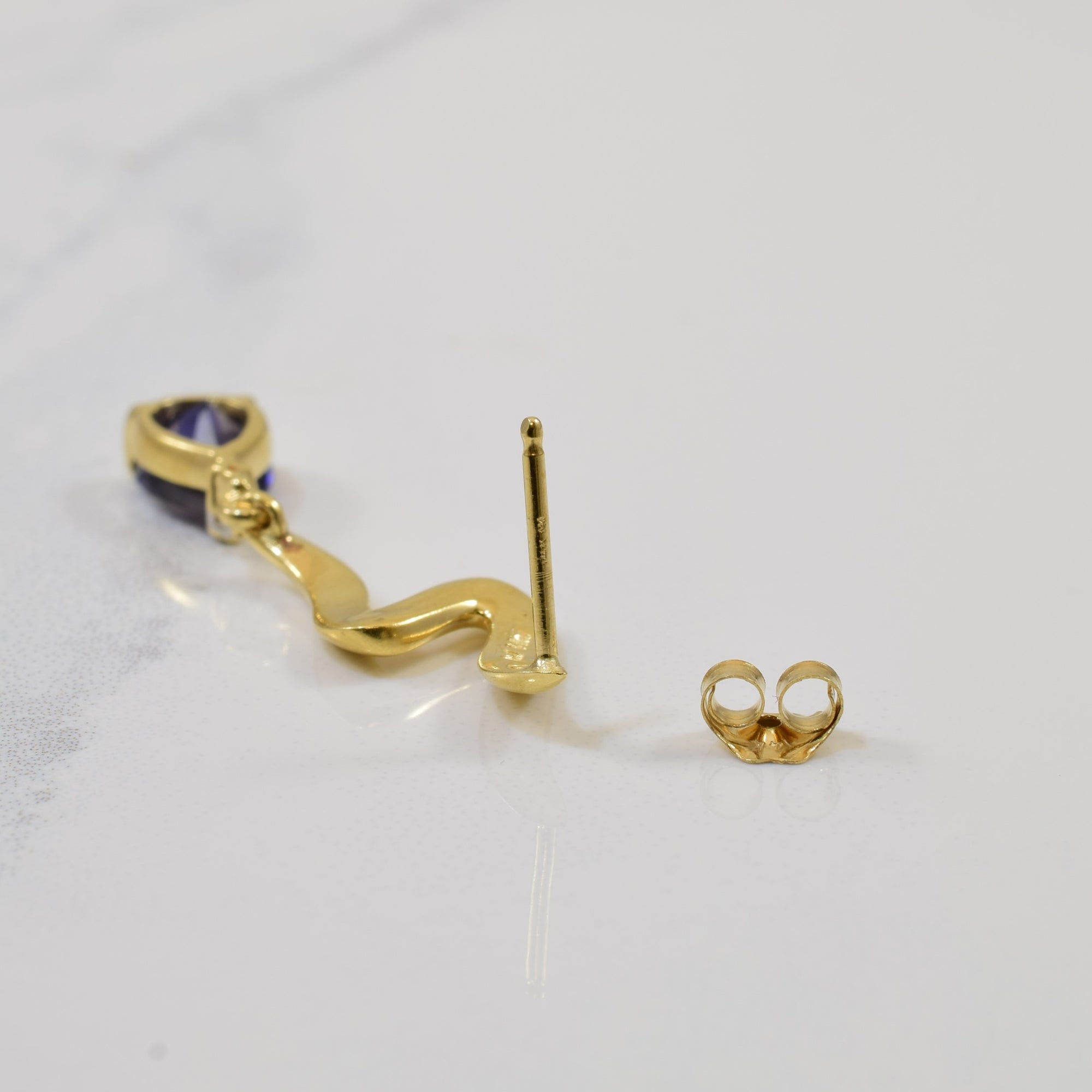 Iolite & Diamond Drop Dangle Earrings | 2.00ctw, 0.02ctw |
