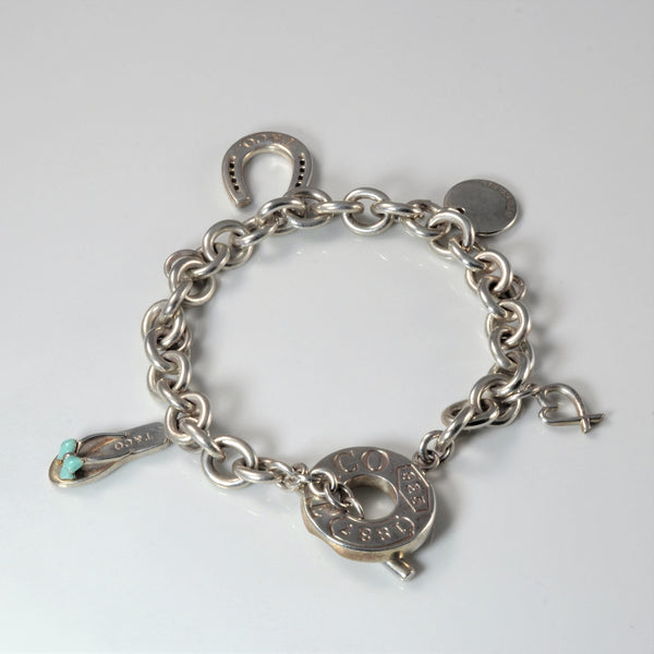 'Tiffany & Co.' Sterling Silver Charm Bracelet With Charms | 7.5