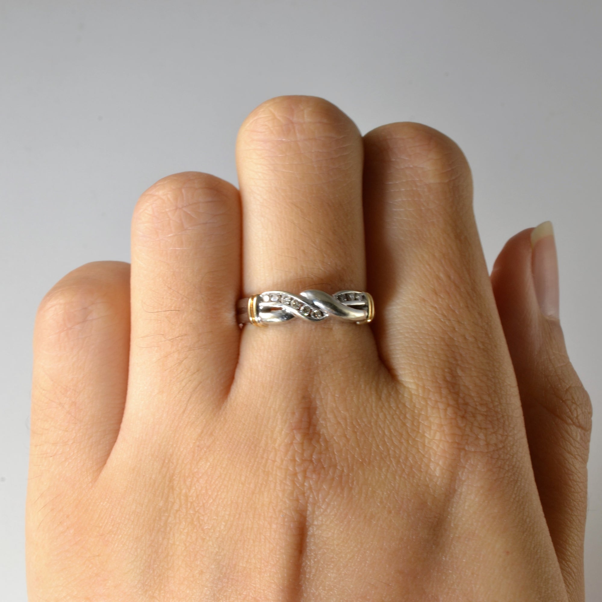 Two Tone Braided Diamond Ring | 0.09ctw | SZ 6.5 |