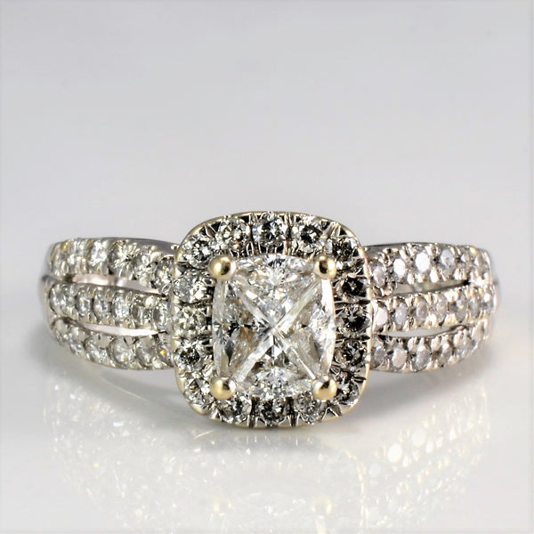 Pave Set Diamond Halo Style Engagement Ring | 1.01 ctw, SZ 5.25 |