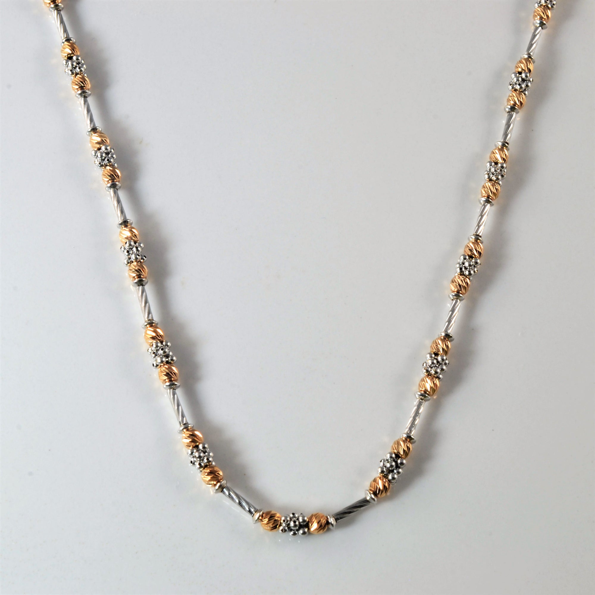 Two Tone Beaded Gold Chain | 16