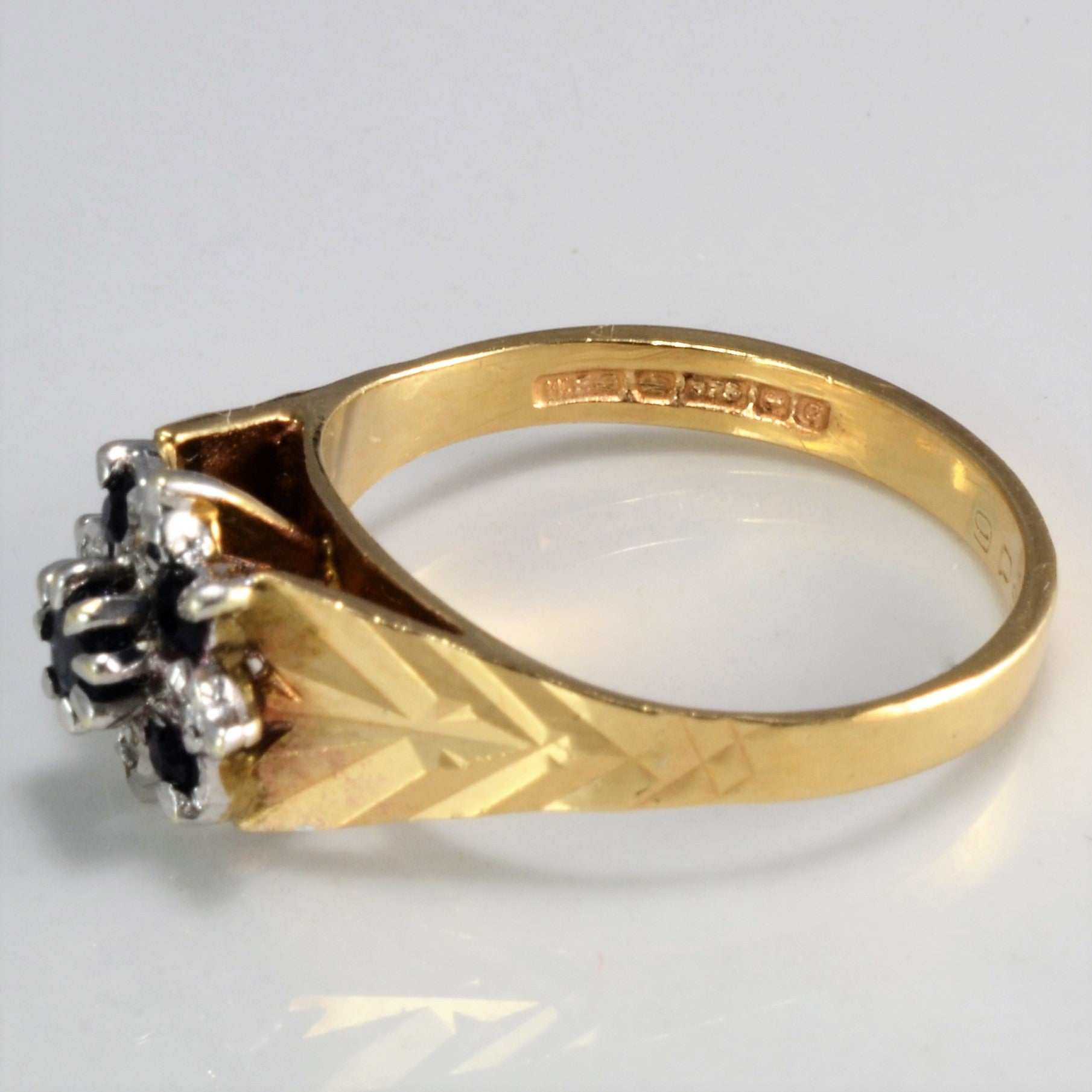 Circa 1975 Cluster Diamond & Sapphire Vintage Ring | 0.02 ctw, SZ 7 |