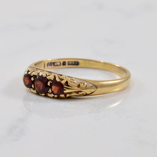 Victorian Three Stone Garnet Ring | 0.50ctw | SZ 7.5 |
