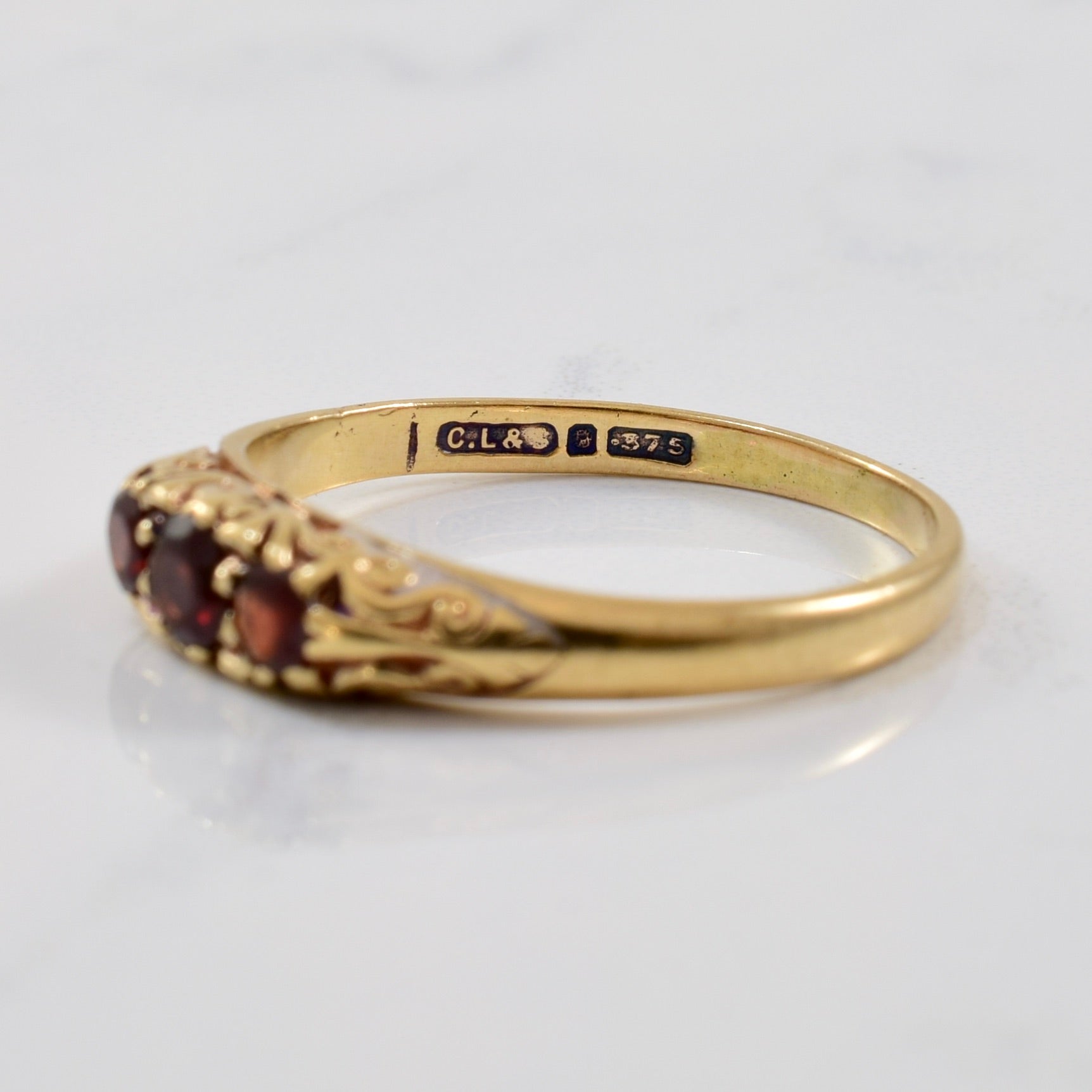 Victorian Three Stone Garnet Ring | 0.50ctw | SZ 7.5 |