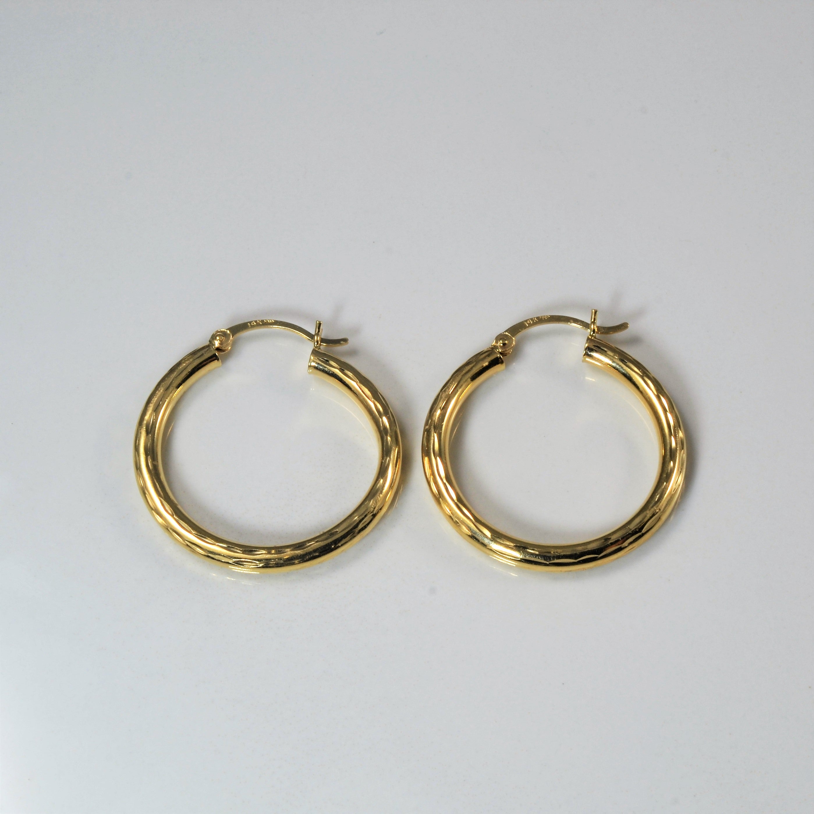 Textured Gold Hoop Earrings |