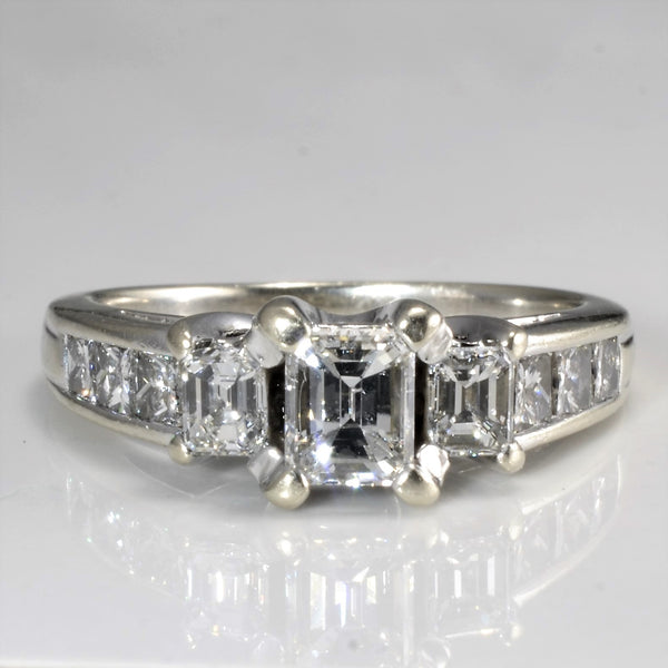Three Stone Diamond with Accents Engagement Ring Set | 1.84ctw | SZ 8.25 |