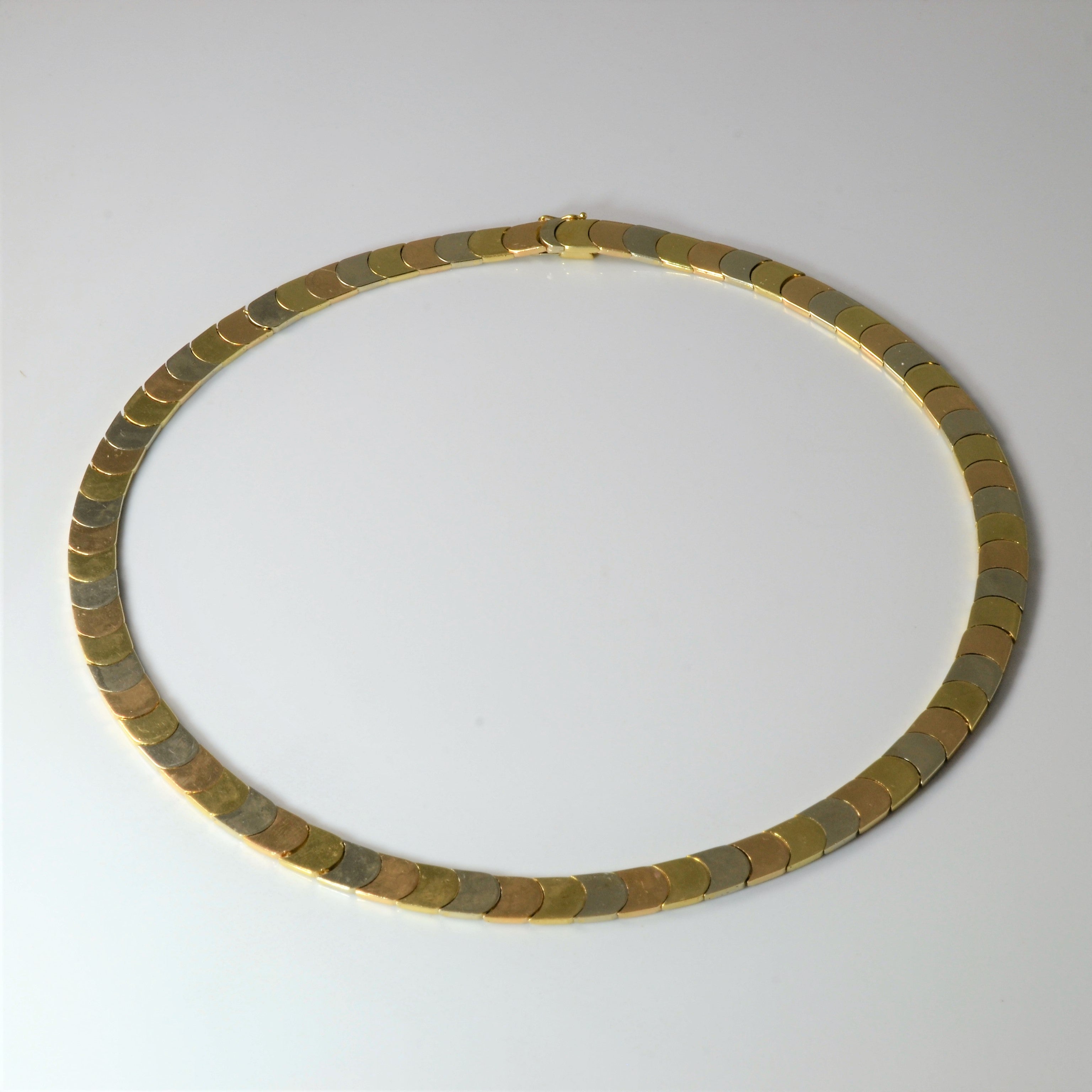 Tri Tone Gold Choker Necklace | 16.5" |