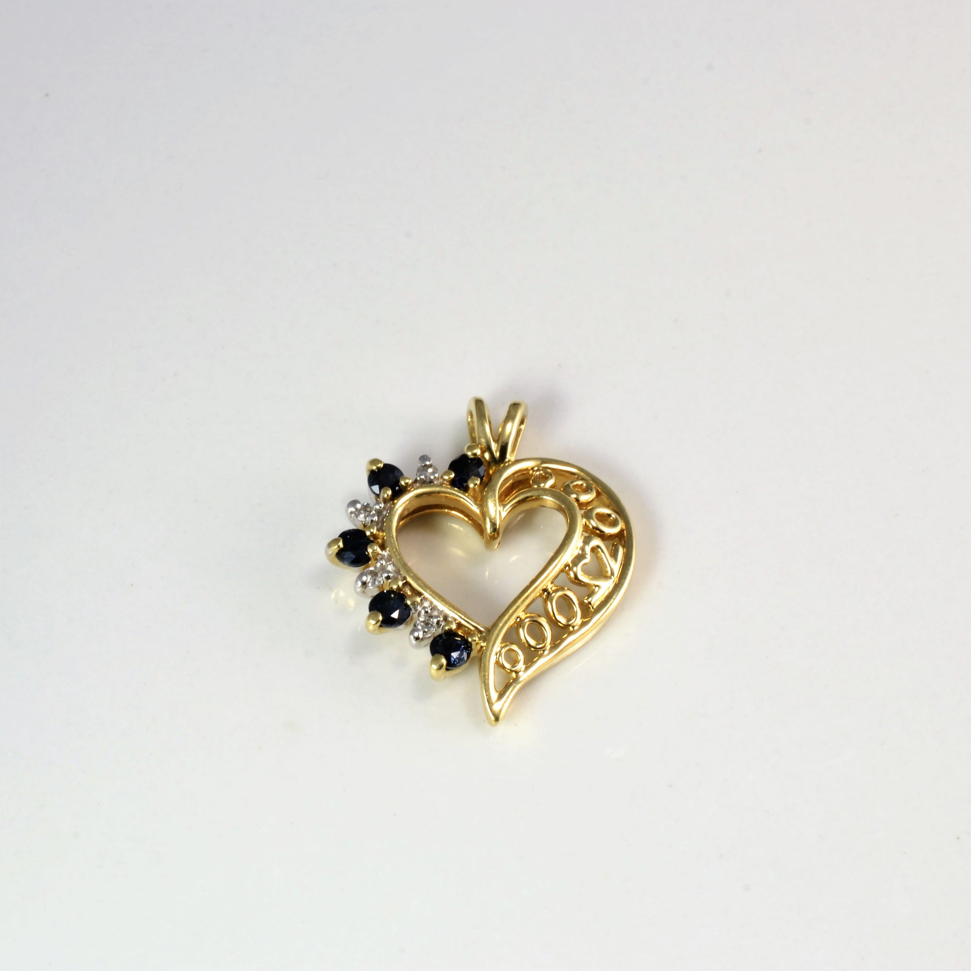Sapphire & Diamond Heart Pendant | 0.04 ctw |