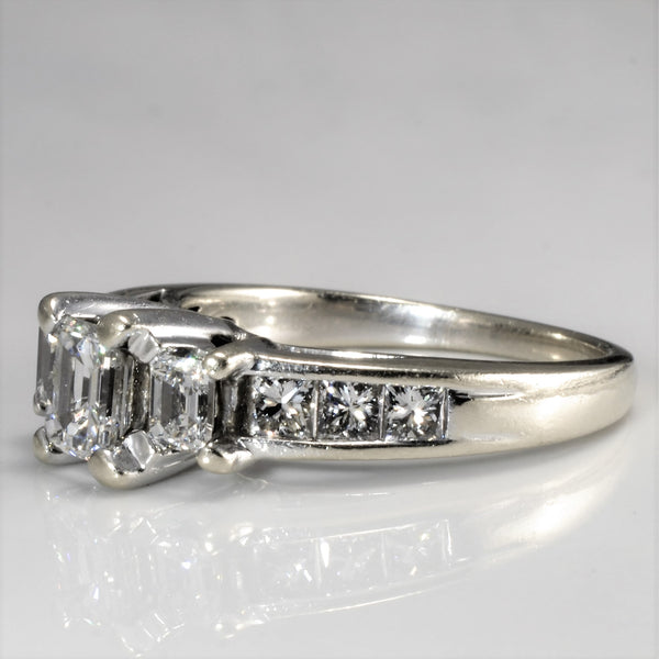 Three Stone Diamond with Accents Engagement Ring Set | 1.84ctw | SZ 8.25 |