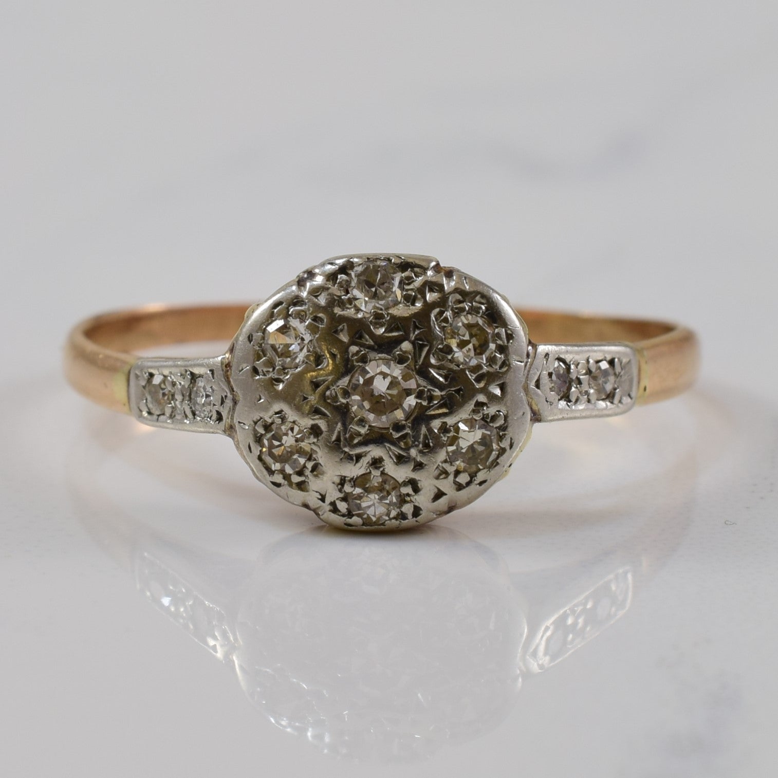 Early 1900s Diamond Cluster Ring | 0.16ctw | SZ 7.75 |
