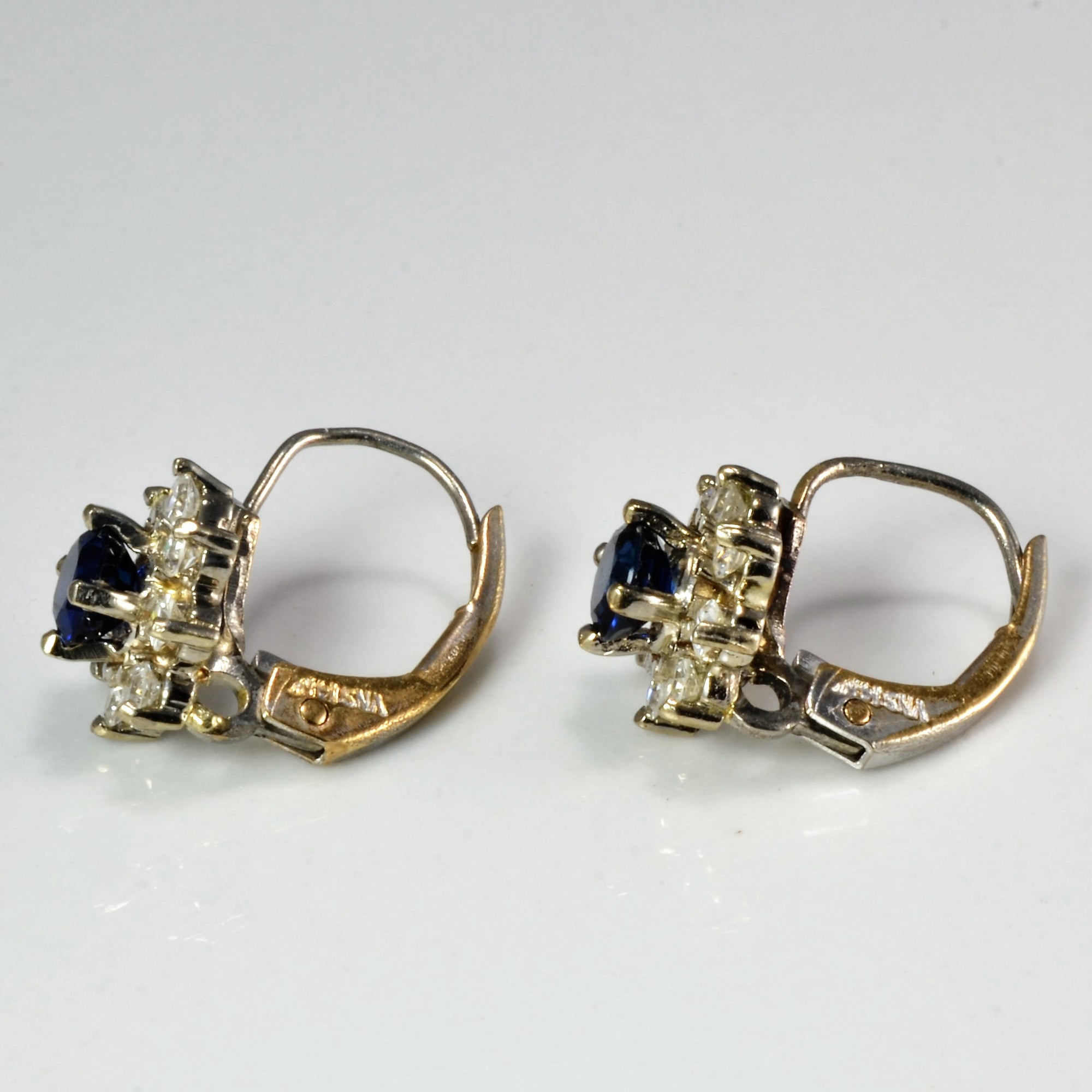 Cluster Diamond & Sapphire Earrings | 0.32 ctw |