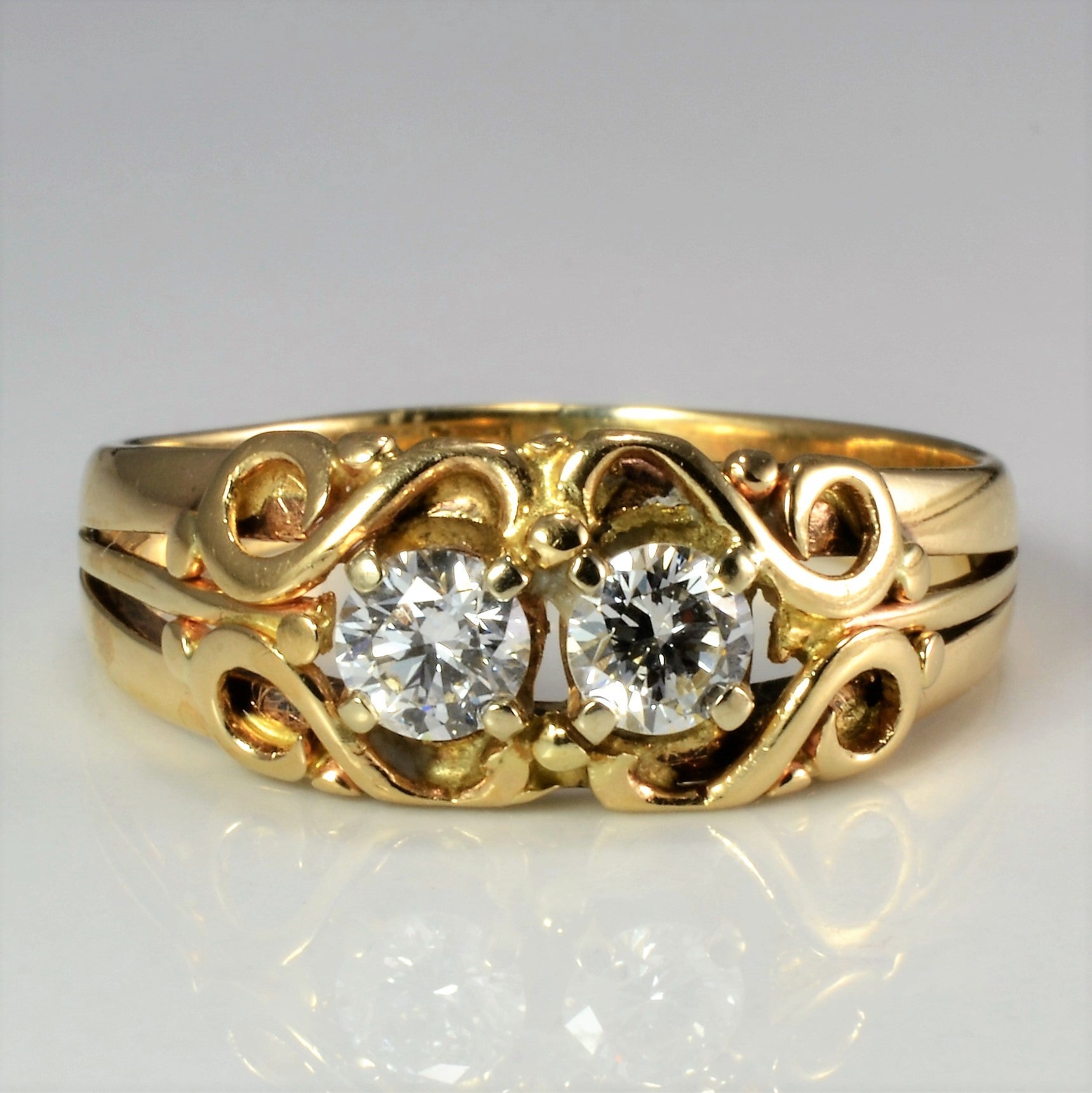 Filigree Two Stone Diamond Ladies Ring | 0.46 ctw, SZ 8.5 |