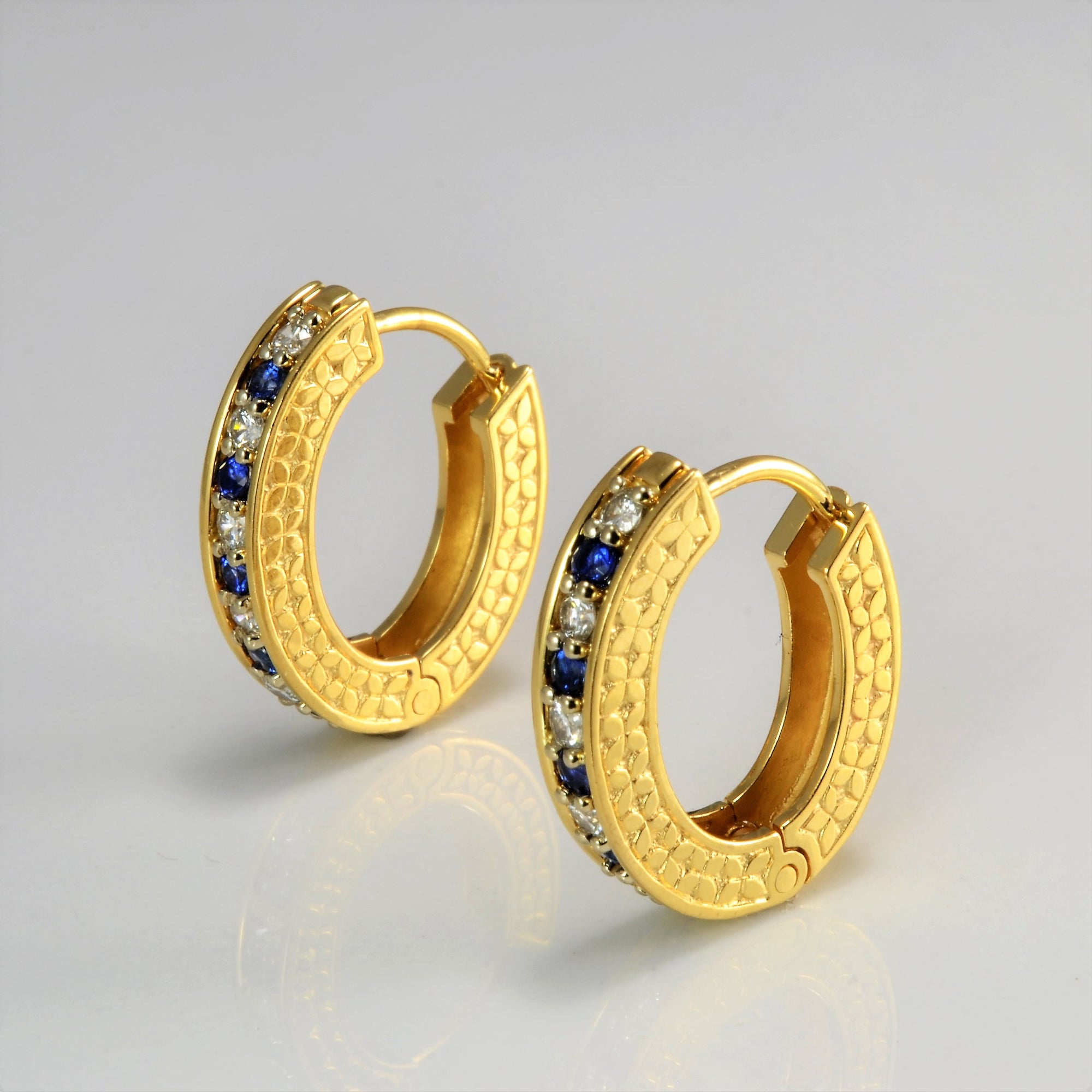 Diamond & Sapphire Hoop Earrings | 0.25 ctw |