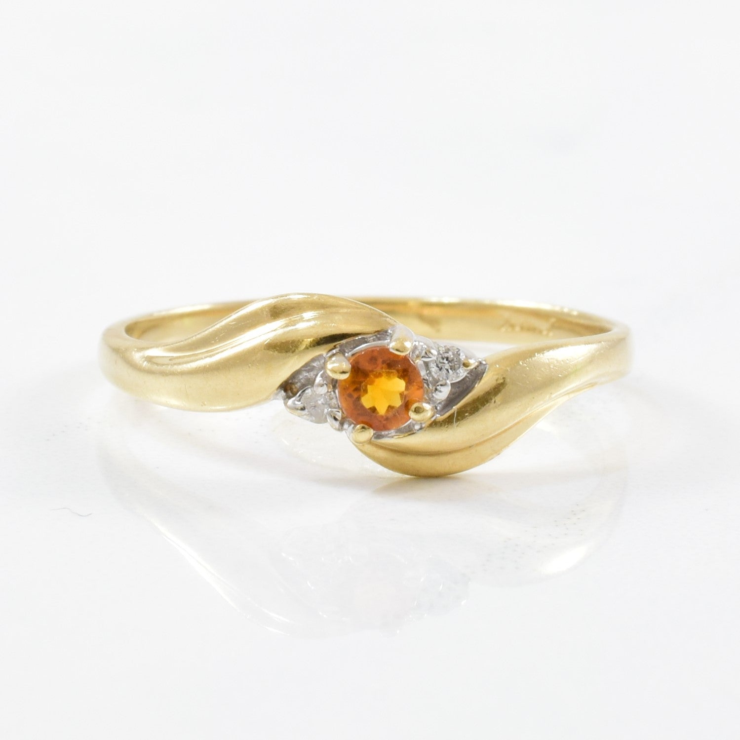 Bypass Citrine & Diamond Ring | 0.01ctw, 0.10ct | SZ 6.5 |