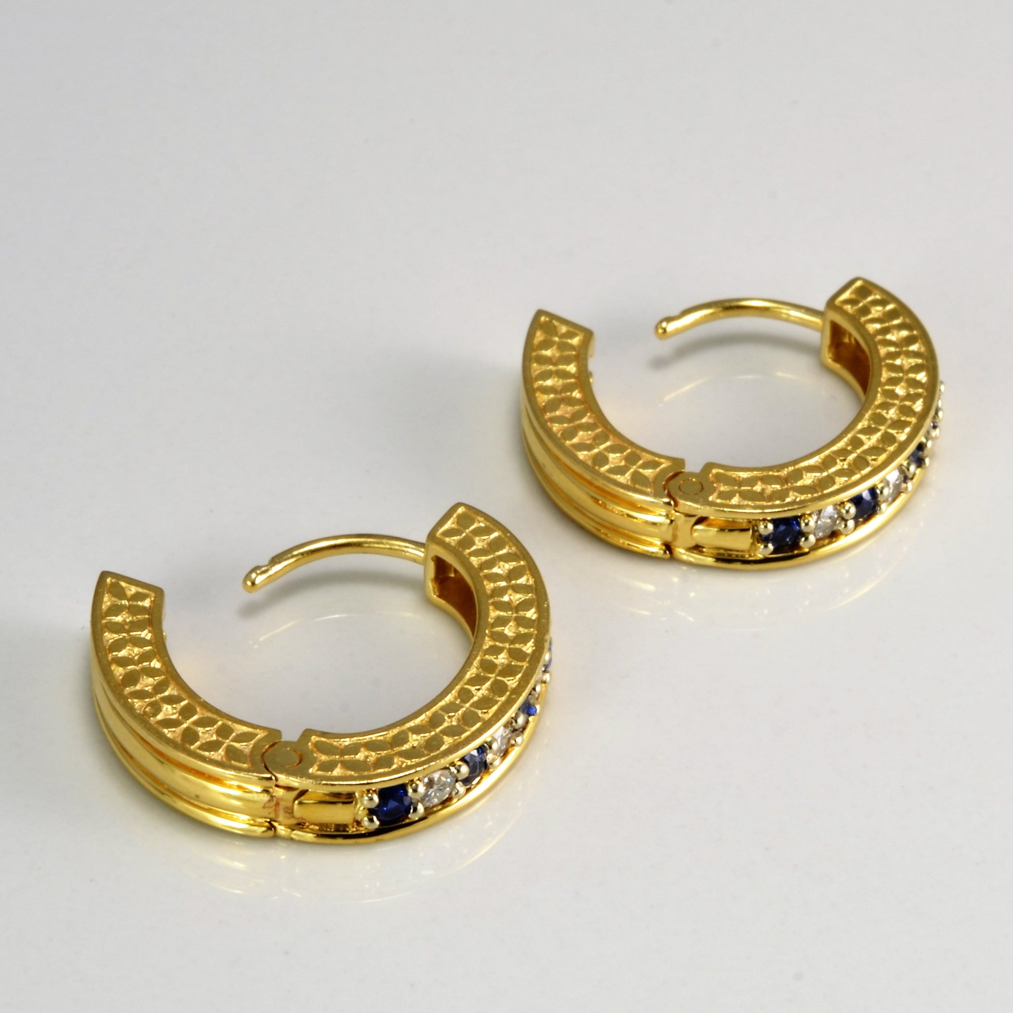 Diamond & Sapphire Hoop Earrings | 0.25 ctw |