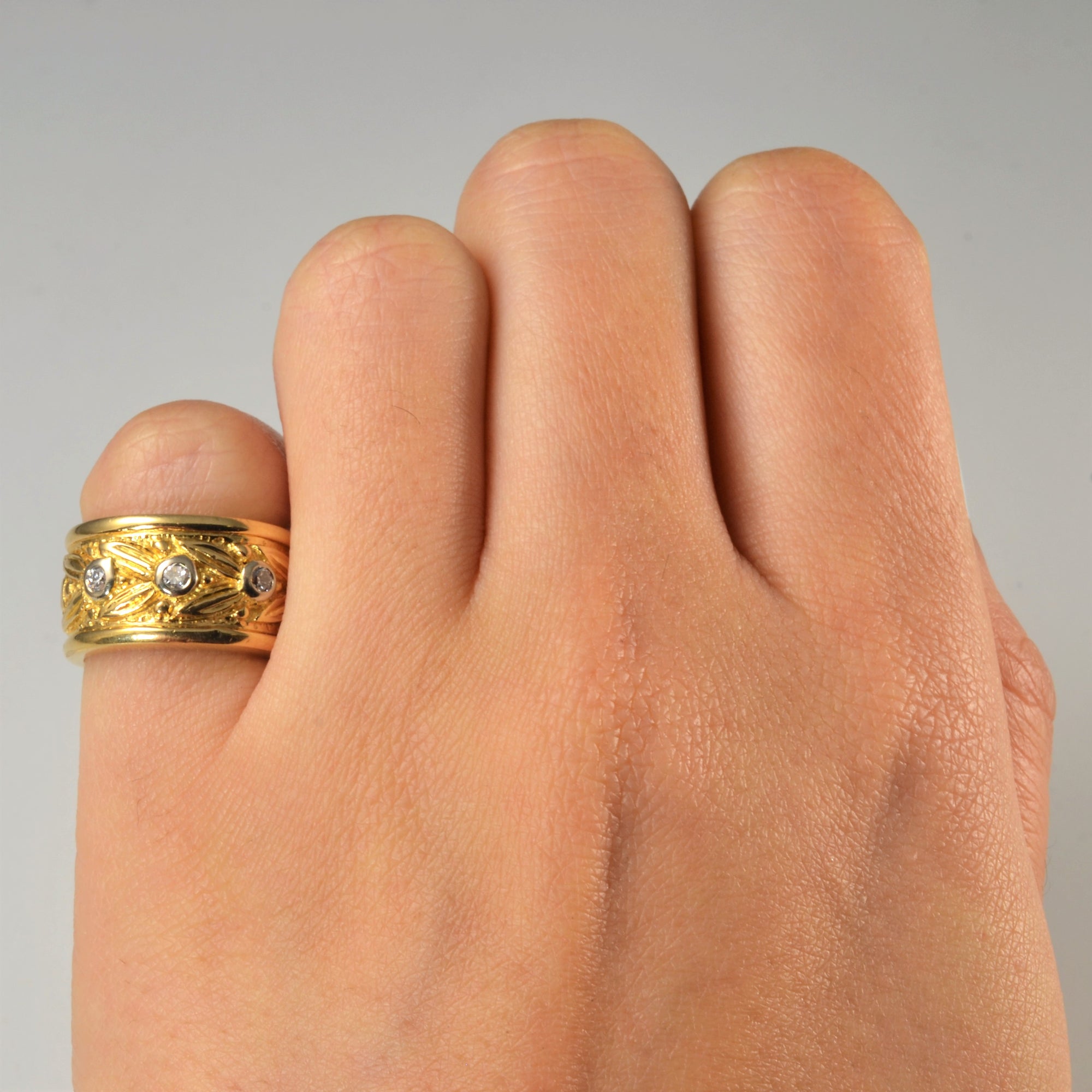Bezel Set Three Stone Diamond Ring | 0.09ctw | SZ 3.5 |