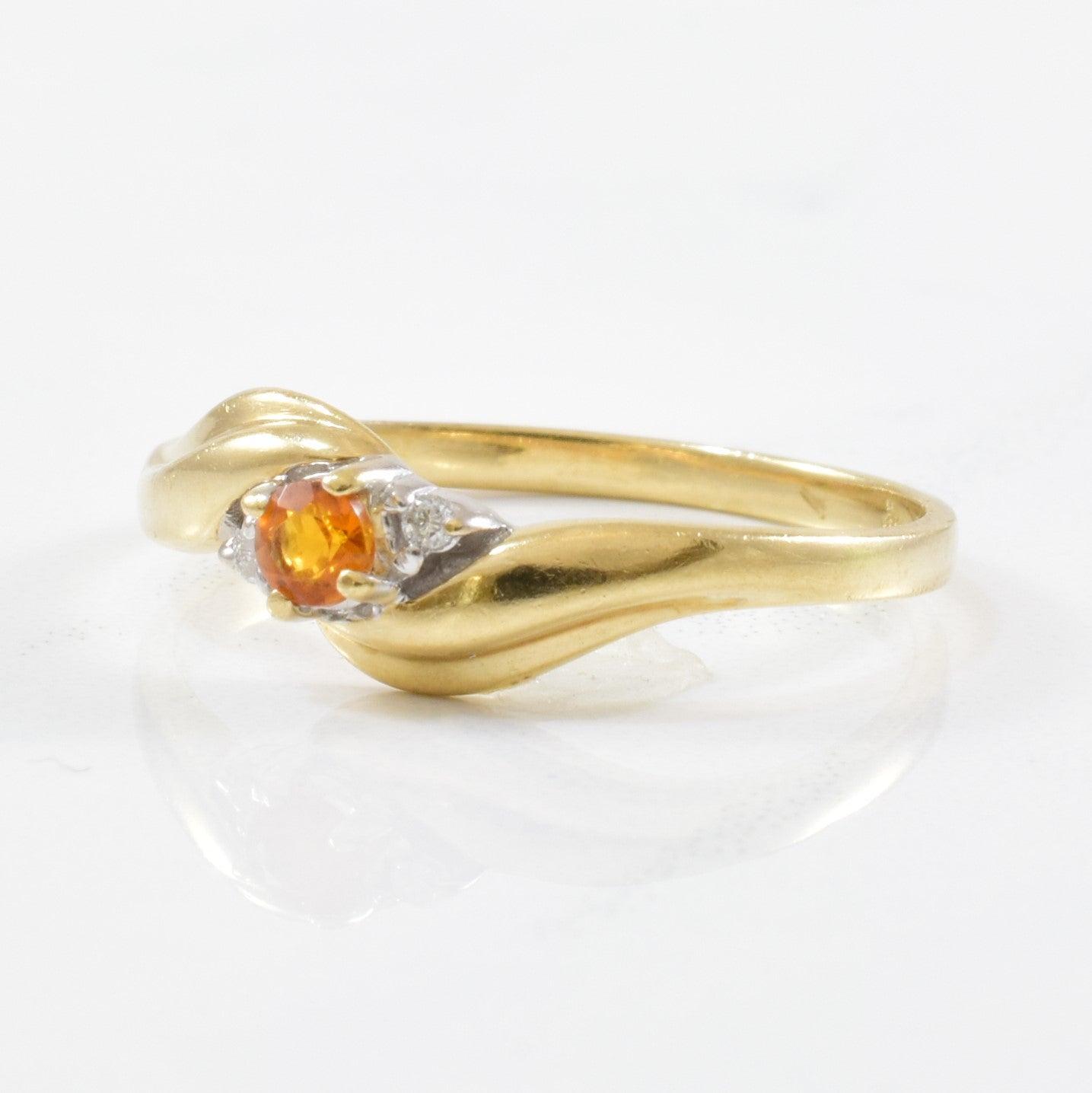 Bypass Citrine & Diamond Ring | 0.01ctw, 0.10ct | SZ 6.5 |