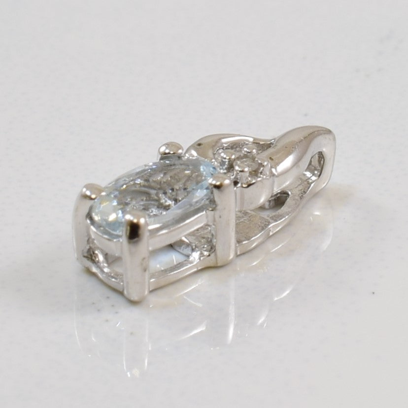 Aquamarine & Diamond Pendant | 0.17ct, 0.003ct |