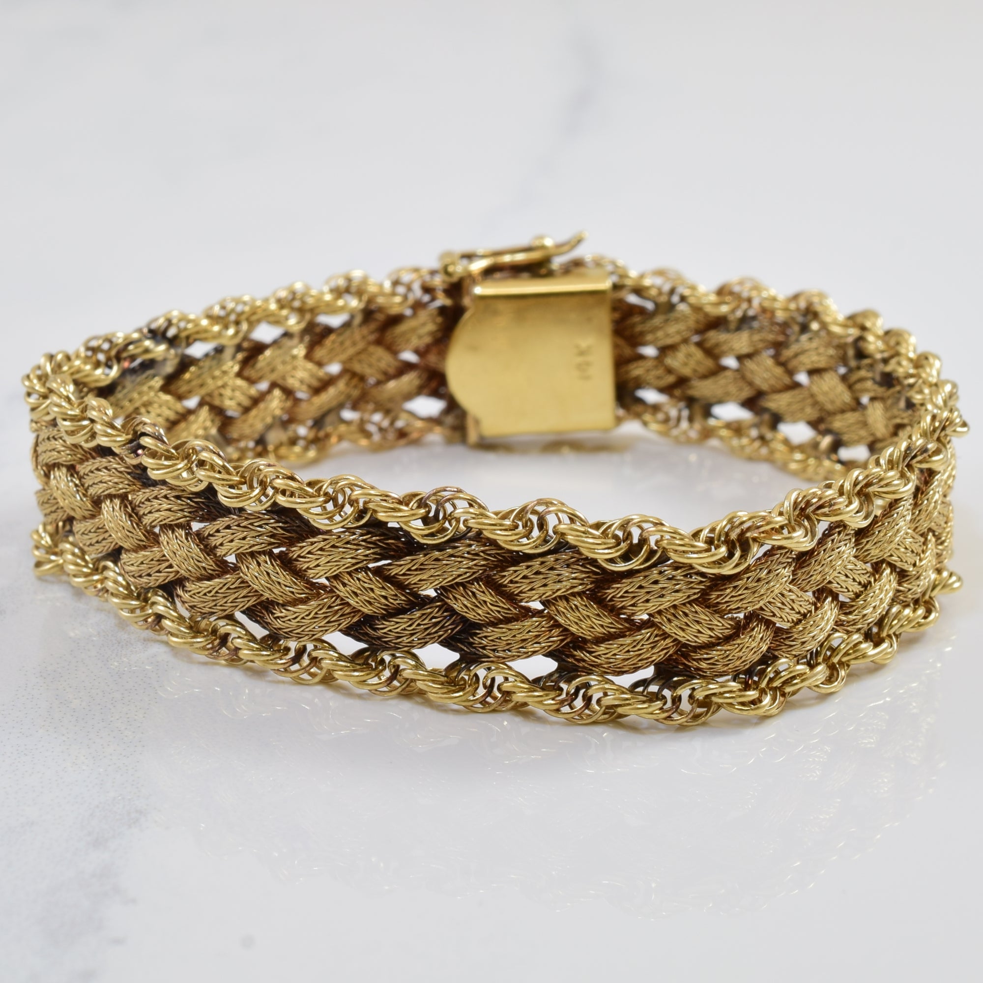 14k Yellow Gold Braided Bracelet | 7