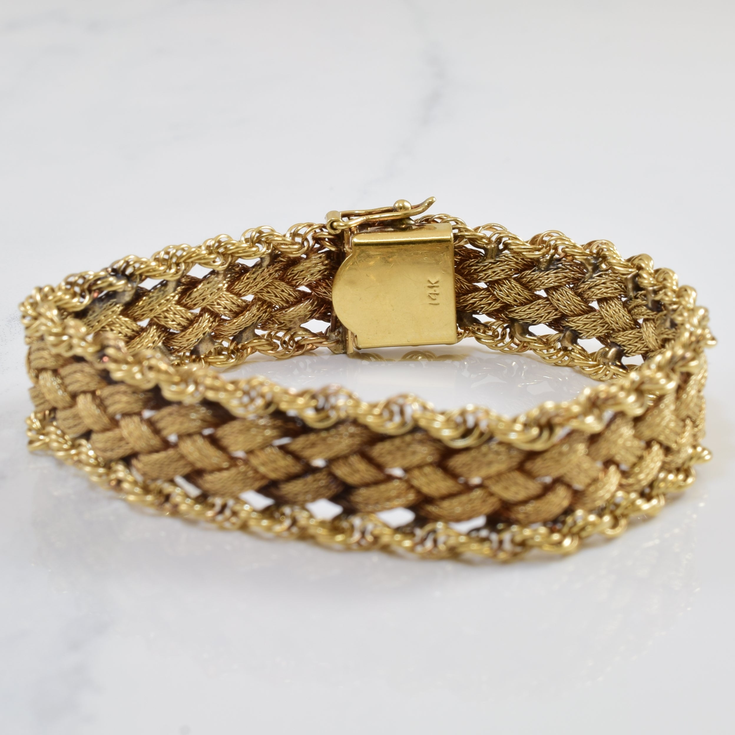 14k Yellow Gold Braided Bracelet | 7" |