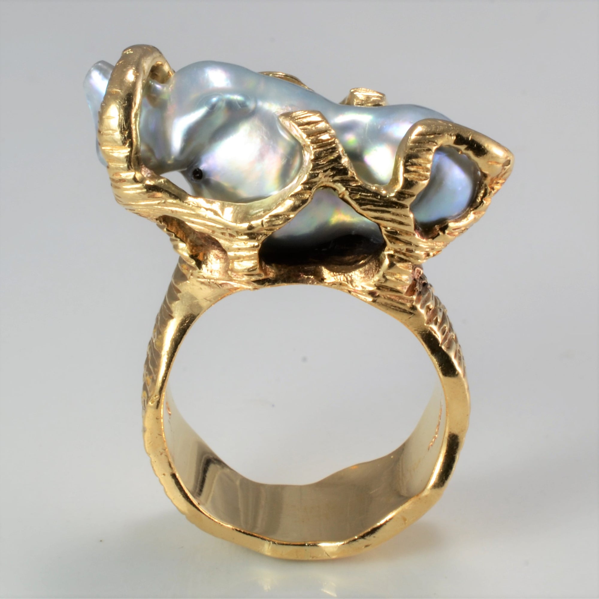 Textured Baroque Pearl Heavy Ring | SZ 6.5 |